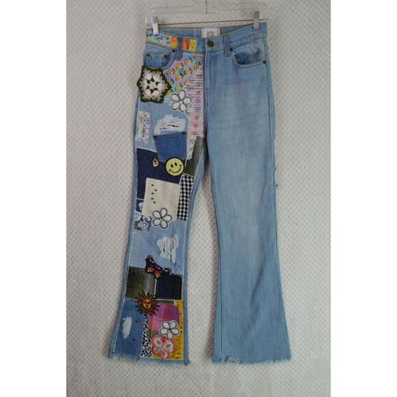 Urban Outfitters BDG Women's 25 High Waisted Patchwork Flare Light Wash Jeans - Picture 1 of 16